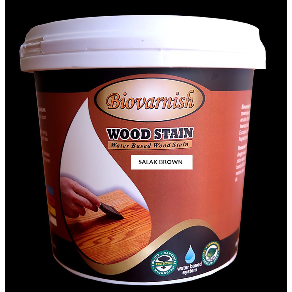 Jual Cat Kayu Water Based Biovarnish Wood Stain Salak Brown Bagus