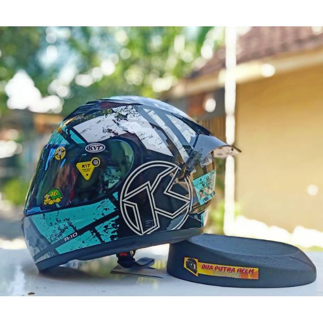 Jual Helm fullface kyt r10 seri3 motif aquablue Shopee Indonesia