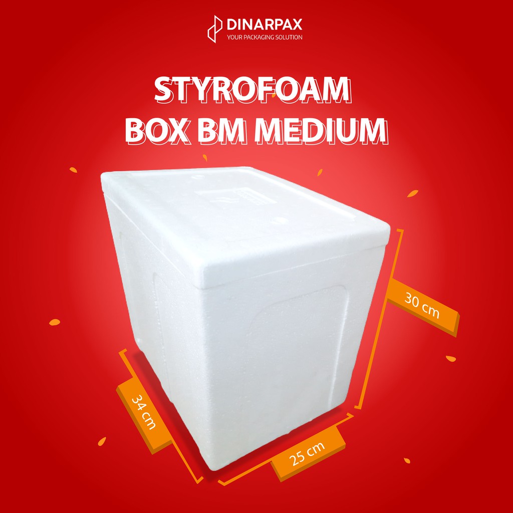 Jual Styrofoam Box BM Medium / Dinar Box BM UK 34x25x30CM / Sterofoam