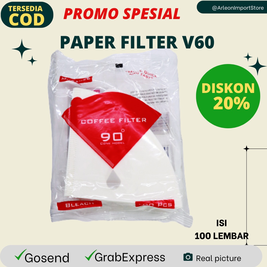 Jual Paper filter V60 isi 100 pcs putih Muranee paper filter ukuran 12