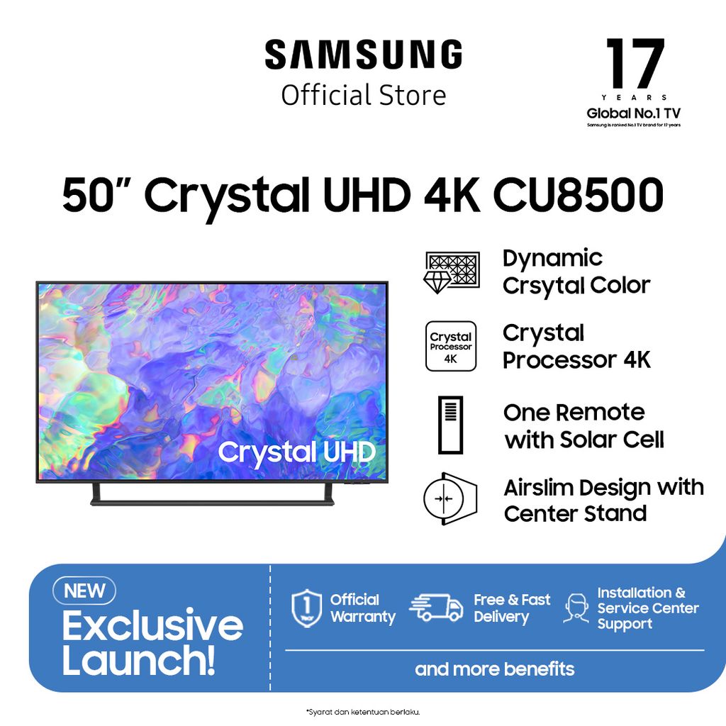 Jual Samsung Smart TV 50 inch Crystal UHD CU8500 dengan Dynamic Crystal