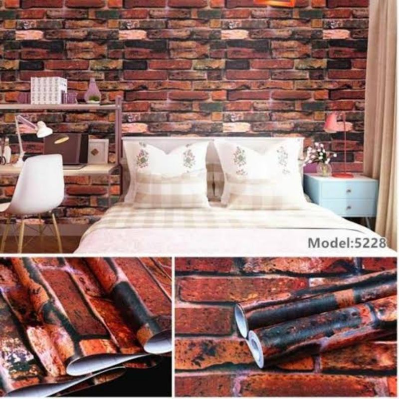 Jual Wallpaper Sticker Dinding Motif batu bata bakar Shopee Indonesia