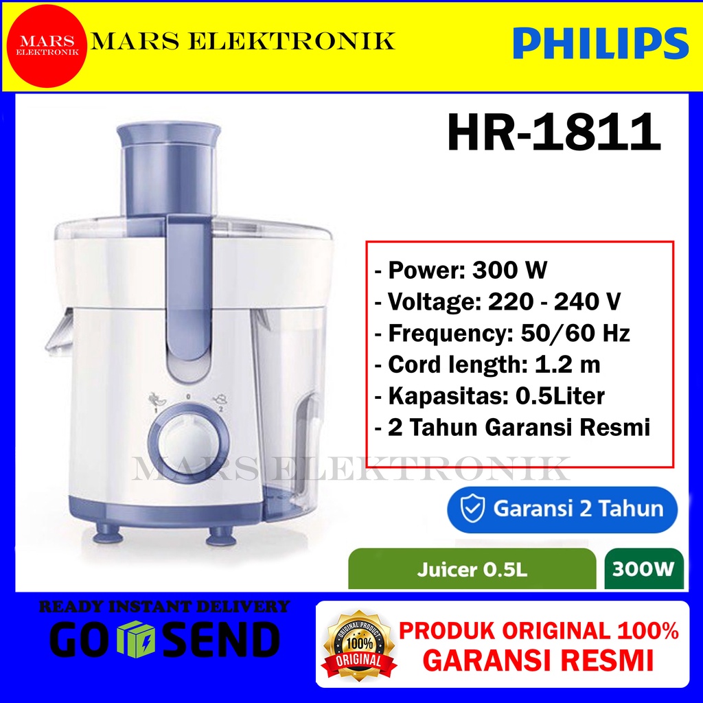 Jual JUICER PHILIPS HR1811 / HR 1811 / KAPASITAS 0,5 LITER / HR1811