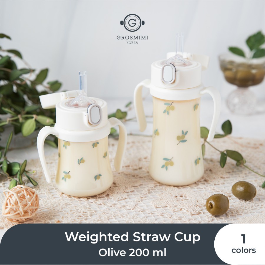 Jual GROSMIMI PPSU OLIVE Weighted Straw Cup (200ml/300ml) Shopee
