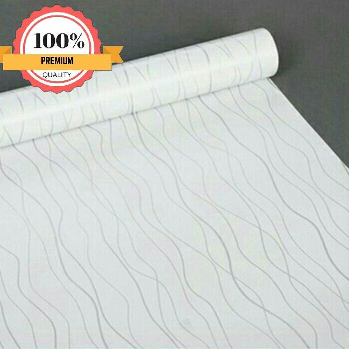 Jual Wallpaper Sticker Dinding Garis Gelombang Putih Minimalis 10m x