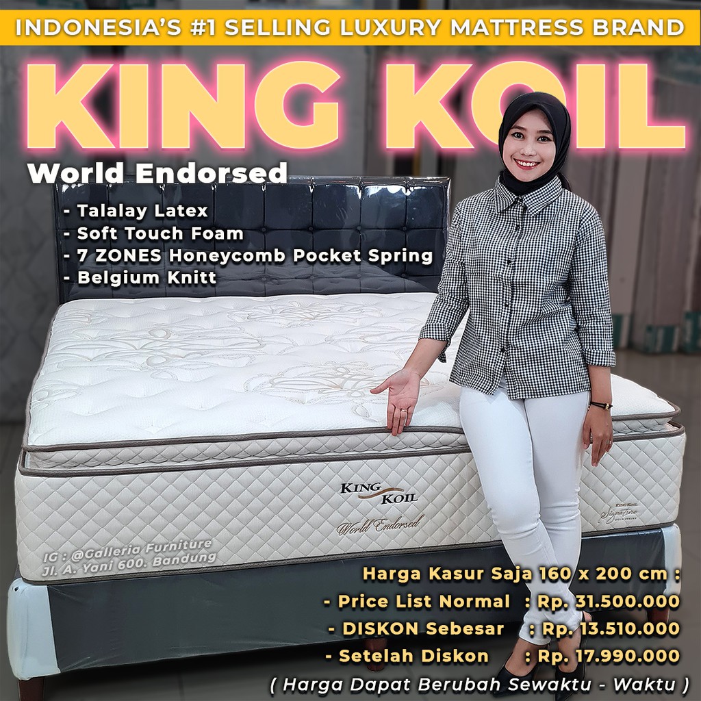 Jual King Koil World Endorsed Kasur saja/Mattress Only/Spring Bed Only