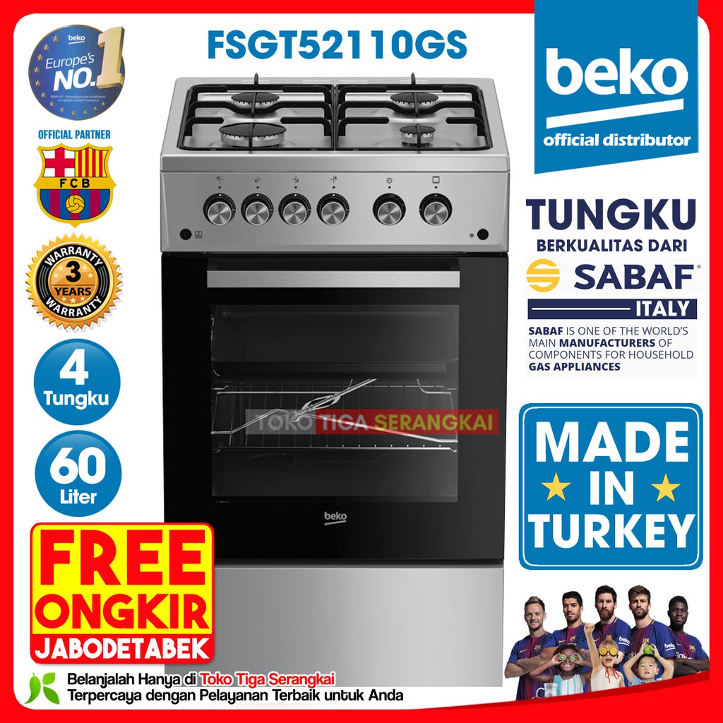 Jual Promo Diskon Spesial Beko Freestanding Gas Cooker Kompor Oven