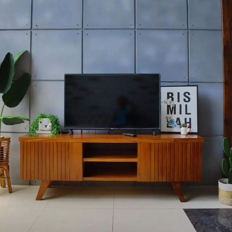 Jual MEJA TV KAYU JATI ASLI JEPARA / LEMARI TV JATI / TV JATI