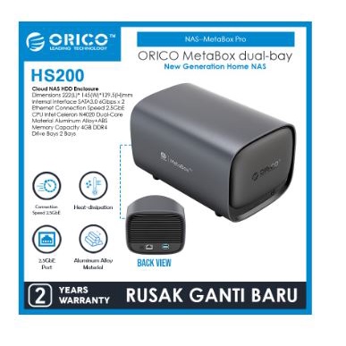 Jual Metabox cloud nas hdd ssd enclosure orico 2 slot 2.5" 3.5" 2.5Gbps