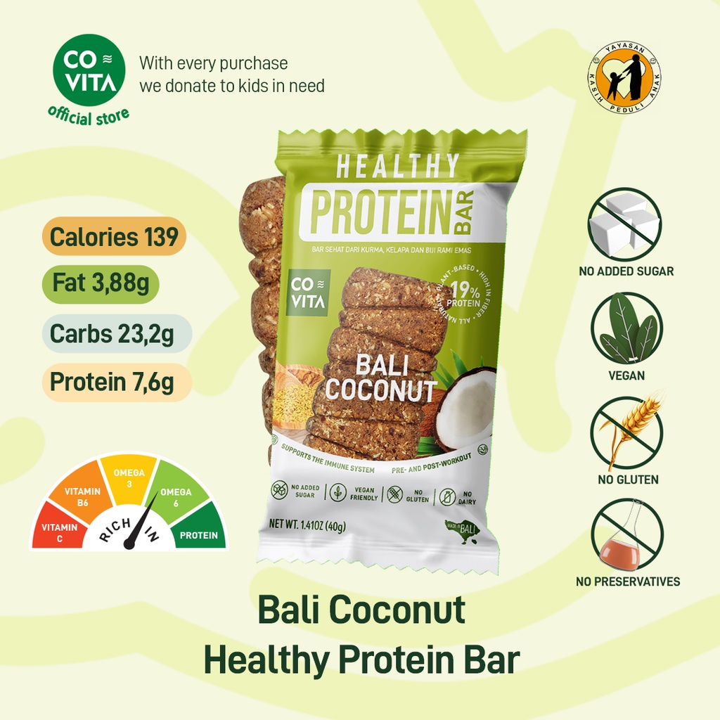 Jual Covita Healthy Protein Bar Bali Coconut Fit Bar Shopee