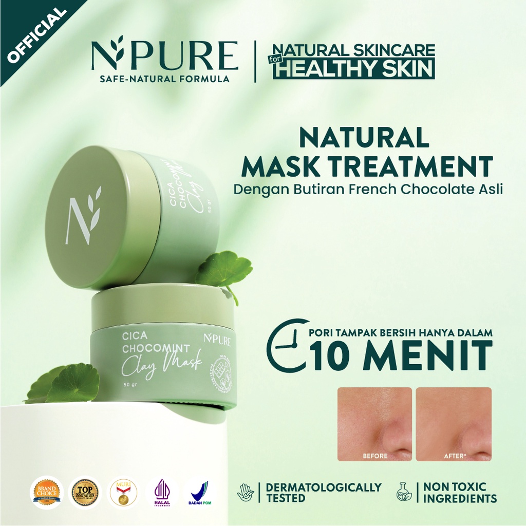Jual NPURE Clay Mask / Masker Anti Jerawat Komedo / Masker