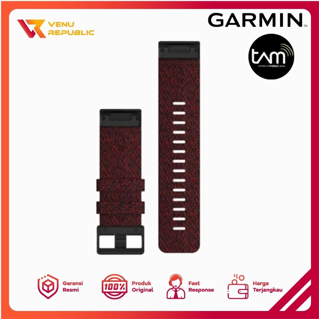 Jual Garmin Band Fenix 6 QuickFit 22mm Red Nylon OrigInal TAM 2 Tahun