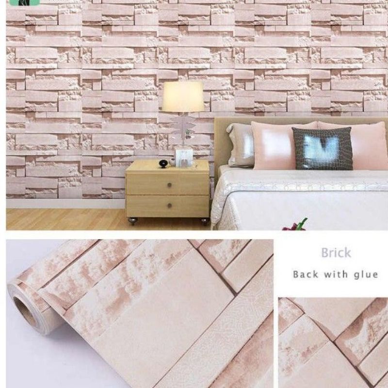 Jual Wallpaper Sticker Dinding Motif Batu Bata 3D Istimewah Dekorasi