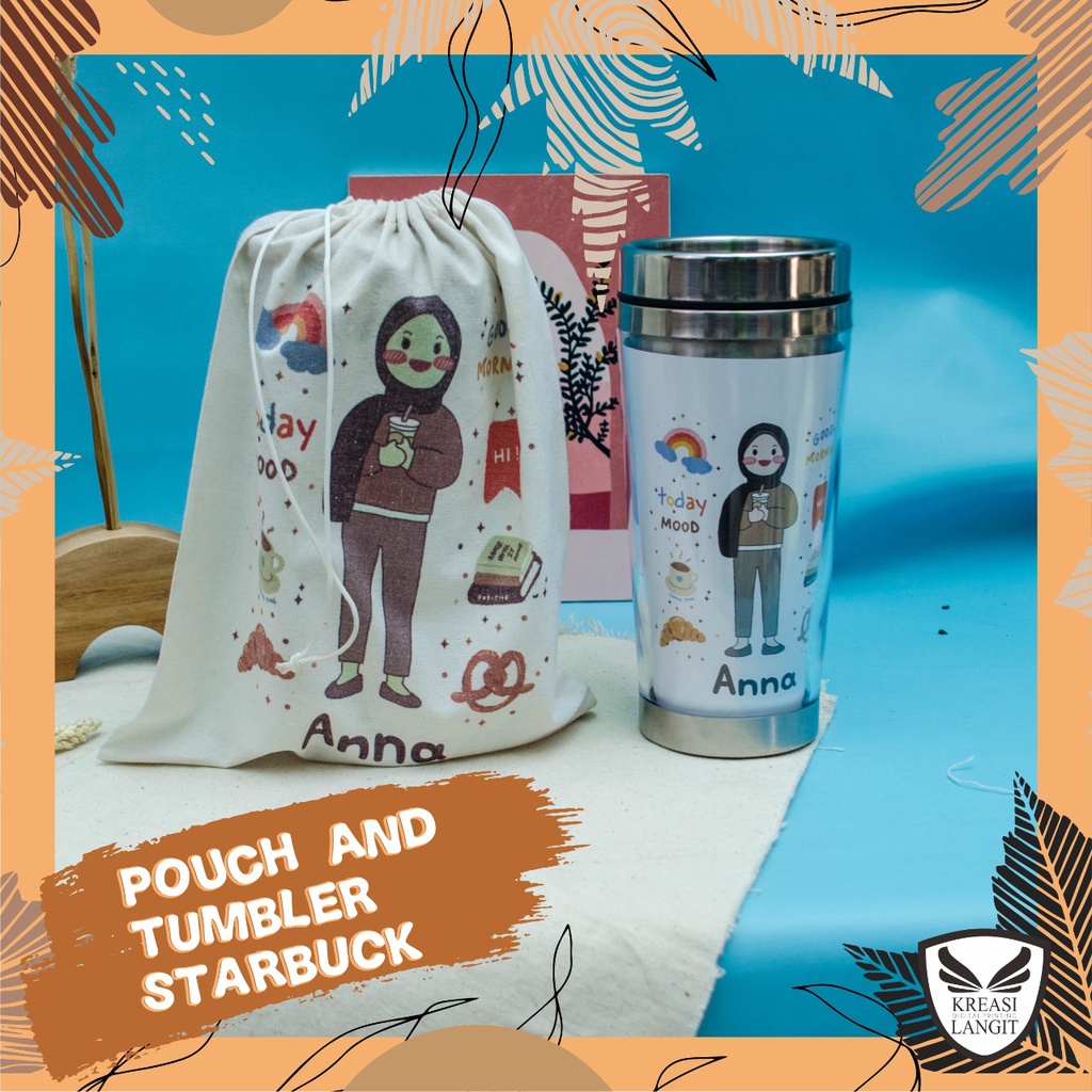 Jual TUMBLER STARBUCK DAN POUCH CUSTOM MURAH FREE DESAIN Shopee Indonesia