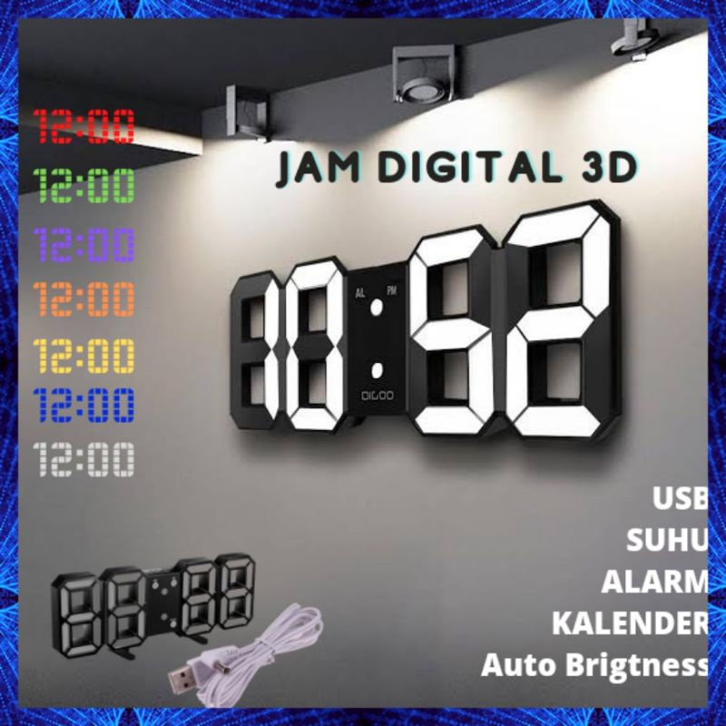 Jual Jam 3D DIGITAL CLOCK LED / Jam Digital Dinding Dekorasi Rumah