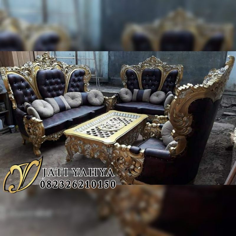 Jual kursi tamu sofa mewah belagio jati full kain dan busa bisa request