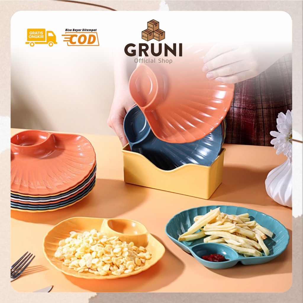 Jual GRUNI CY0023 Piring Plastik Kerang Piring Makan Unik Bentuk Kerang