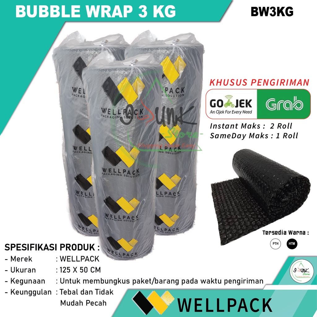 Jual Bubble Wrap Roll / Plastik Bubble Wrap UKURAN 125CM X 50M Hitam