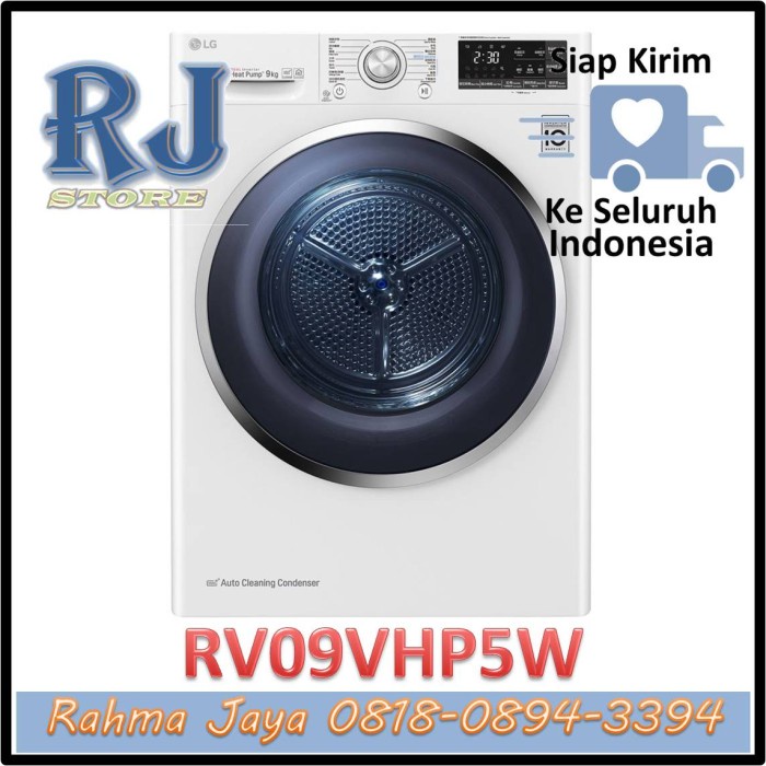 Jual LG RV09VHP5W DRYER 9KG DUAL INVERTER HEAT PUMP THINQ DRYER ONLY
