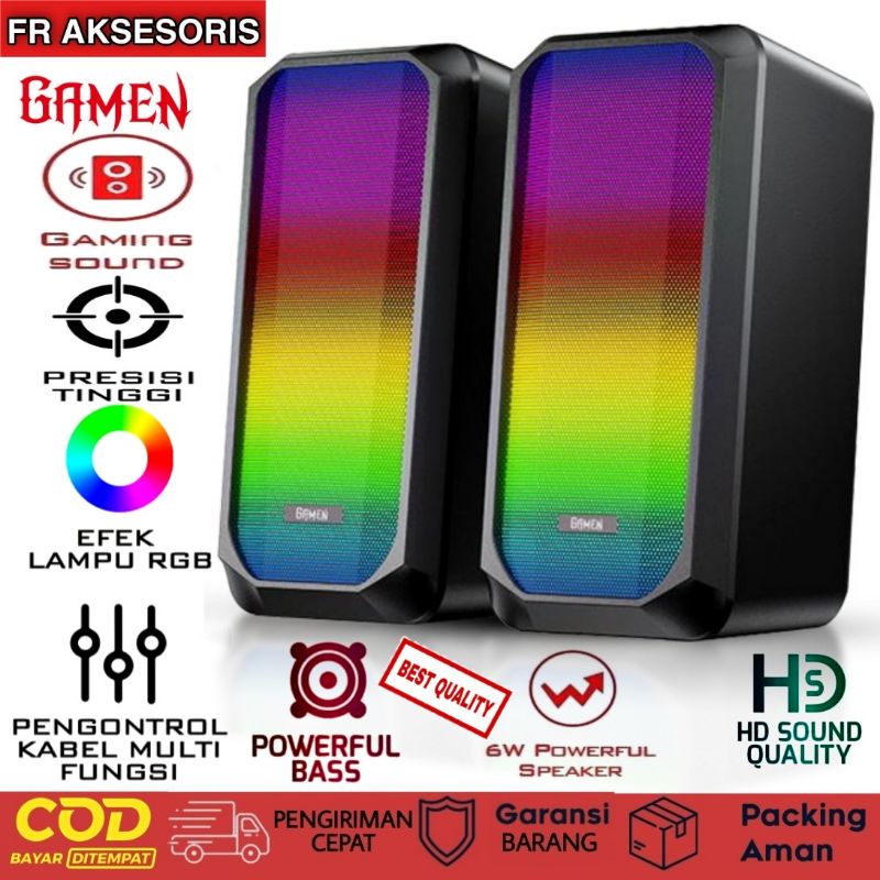 Jual Speaker Gaming RGB Led GAMEN GS6 Gaming Speaker Pc Excellent Bass