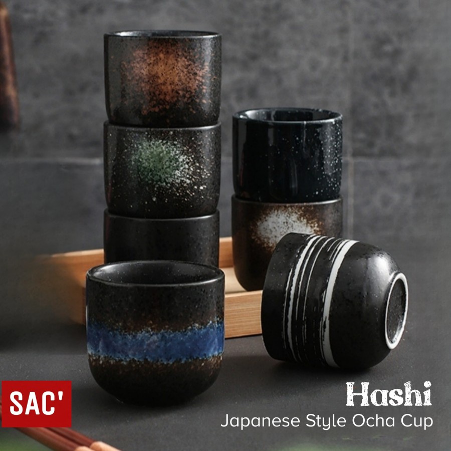 Jual 𝙎𝘼𝘾' HASHI Japanese Style Water Glass Tea Cup Gelas Keramik Gelas