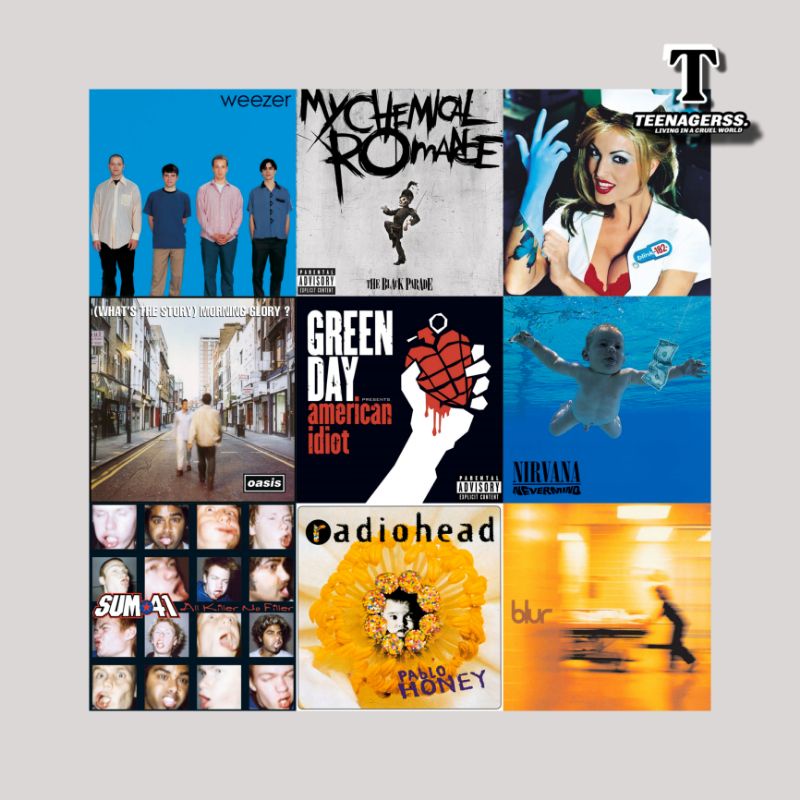 Jual 9 PCS Square Poster Most Iconic Rock/Alternative Album Aesthetic
