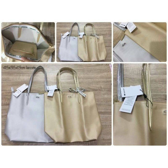 Jual lacoste bag tote bag silver gold Shopee Indonesia