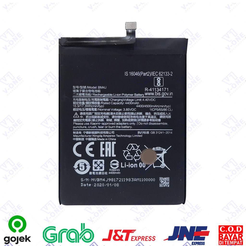 Jual NON PACK BATRE BATERAI XIAOMI REDMI NOTE 8 PRO BATTERY ORIGINAL