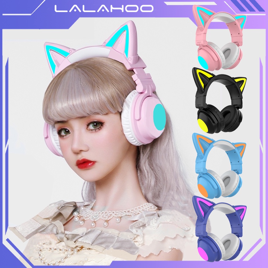 Jual Wireless RGB Gaming Cat Ear Headset Bluetooth 5.0 Headphone ZW068