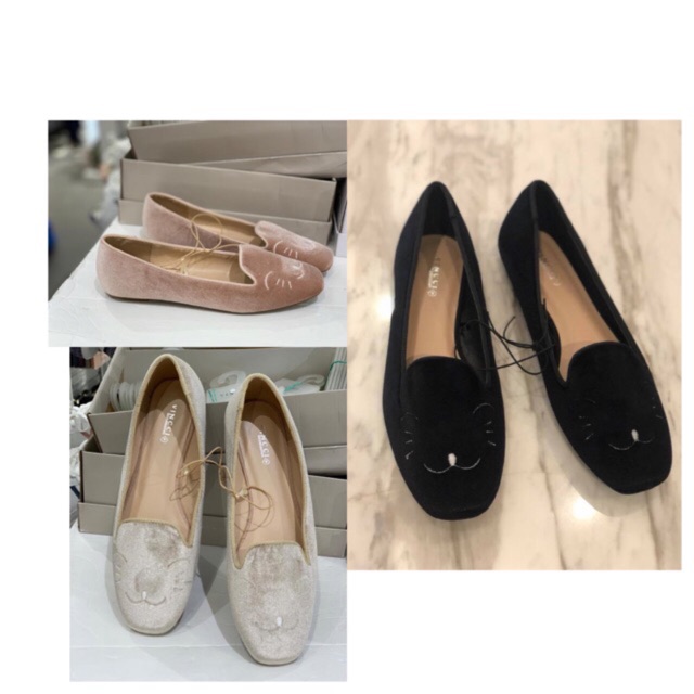 Jual VINCCI VNC Flat shoes cat meong kucing suede warna taupe pink dan