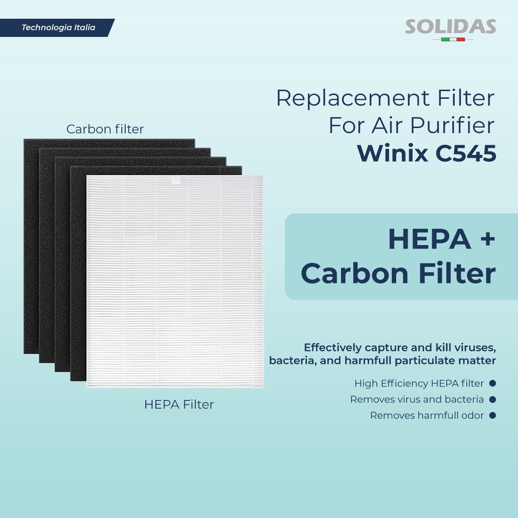 Jual Solidas Replacement Filter Air Purifier Winix C545 / HEPA+Carbon