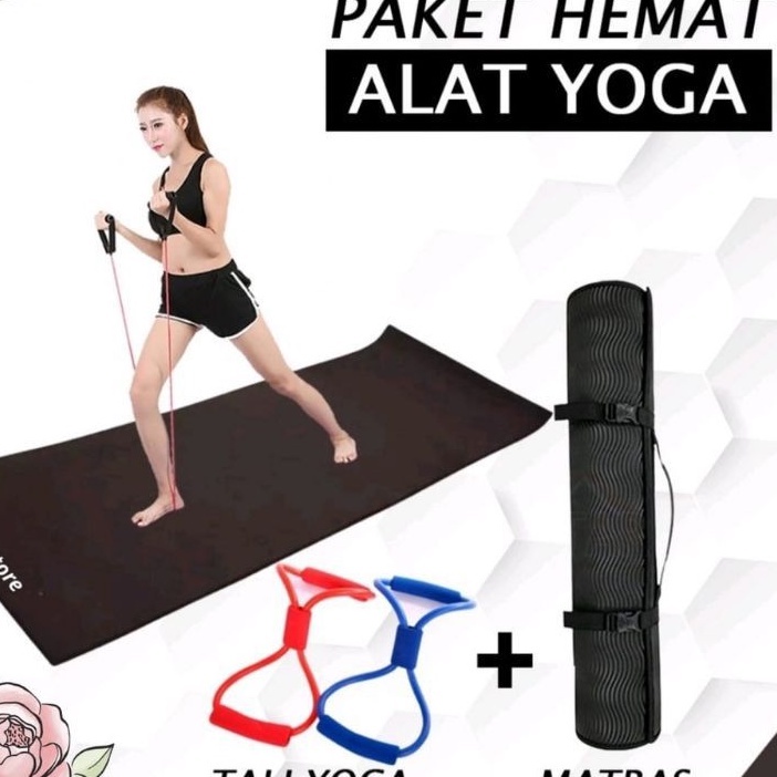 Jual (BEST SELLER) PAKET HEMAT ALAT YOGA/ MATRAS + TALI ELASTIS Streching / MATRAS YOGA CAMPING