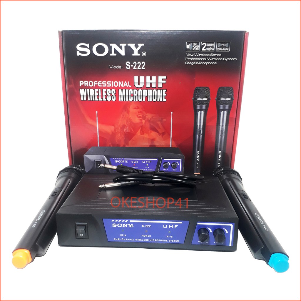 Jual Sony Microphone Wireless S222 Mic Karaoke Tanpa Kabel Hitam