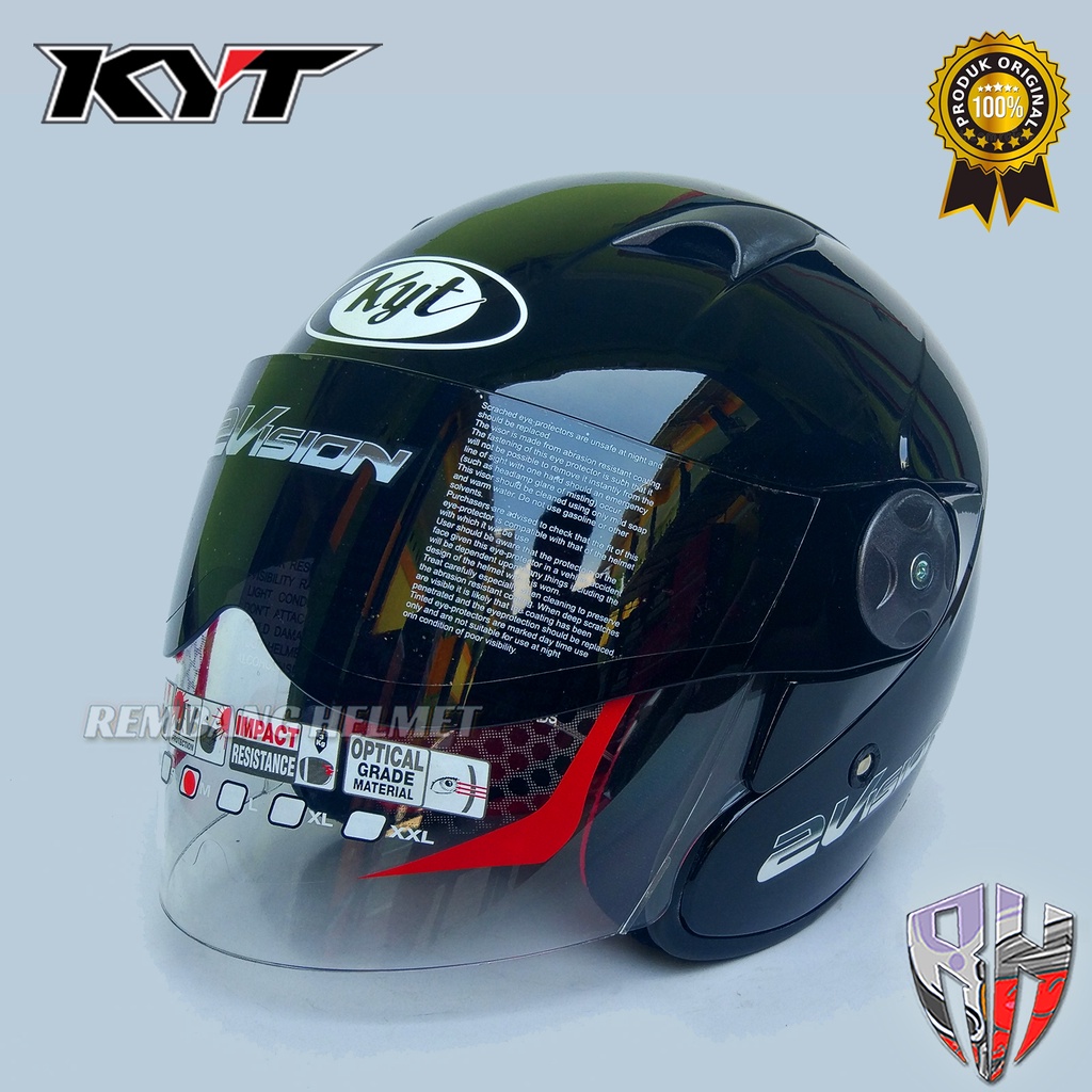 Jual HELM KYT 2 VISION SOLID ORIGINAL BLACK METALIK HELM KYT HITAM