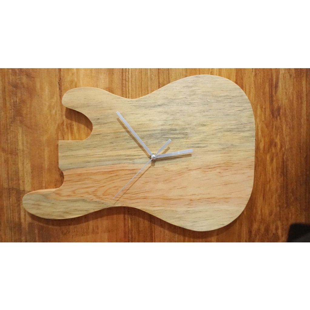 Jual Jam Dinding Gitar Ukuran 40 CM Dibuat Dari Kayu Pinus/Jati Belanda