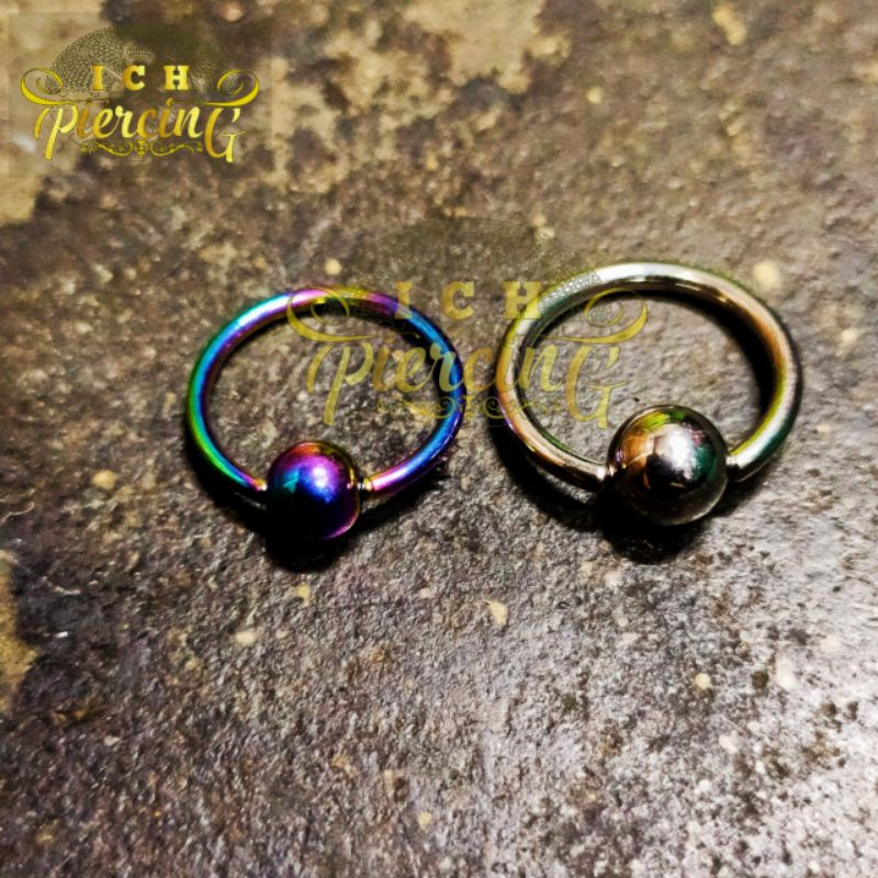 Jual Anting Hoop Bola titanium 2 warna / ball closure rings (lobe
