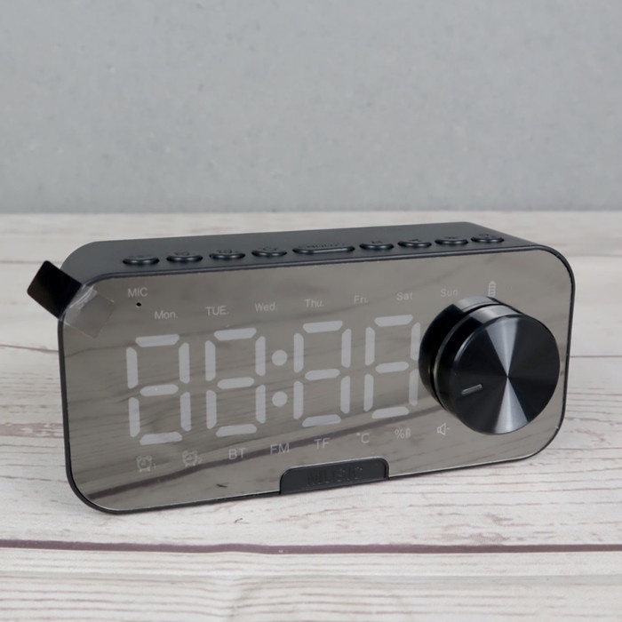 Jual CENTECHIA Jam Alarm Clock with Bluetooth Speaker TFB126 Black Shopee Indonesia