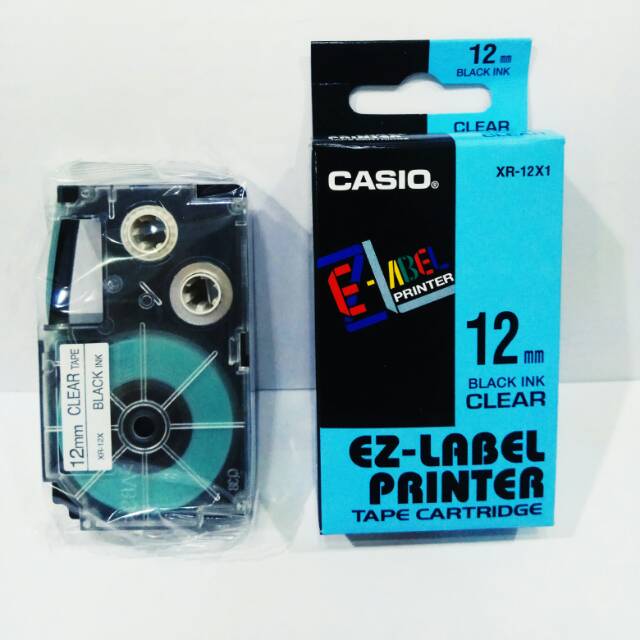 Jual Original Casio ezlabel printer tape cartridge 12mm 12 mm black