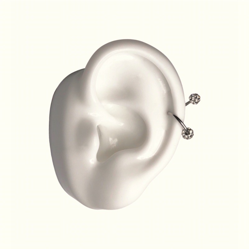 Jual swirl ballend earrings in SILVER colour (E6) / anting tindik