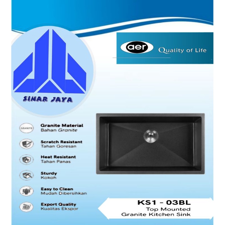 Jual AER Granite Kitchen Sink Bak Cuci Piring Tempat Cuci Piring