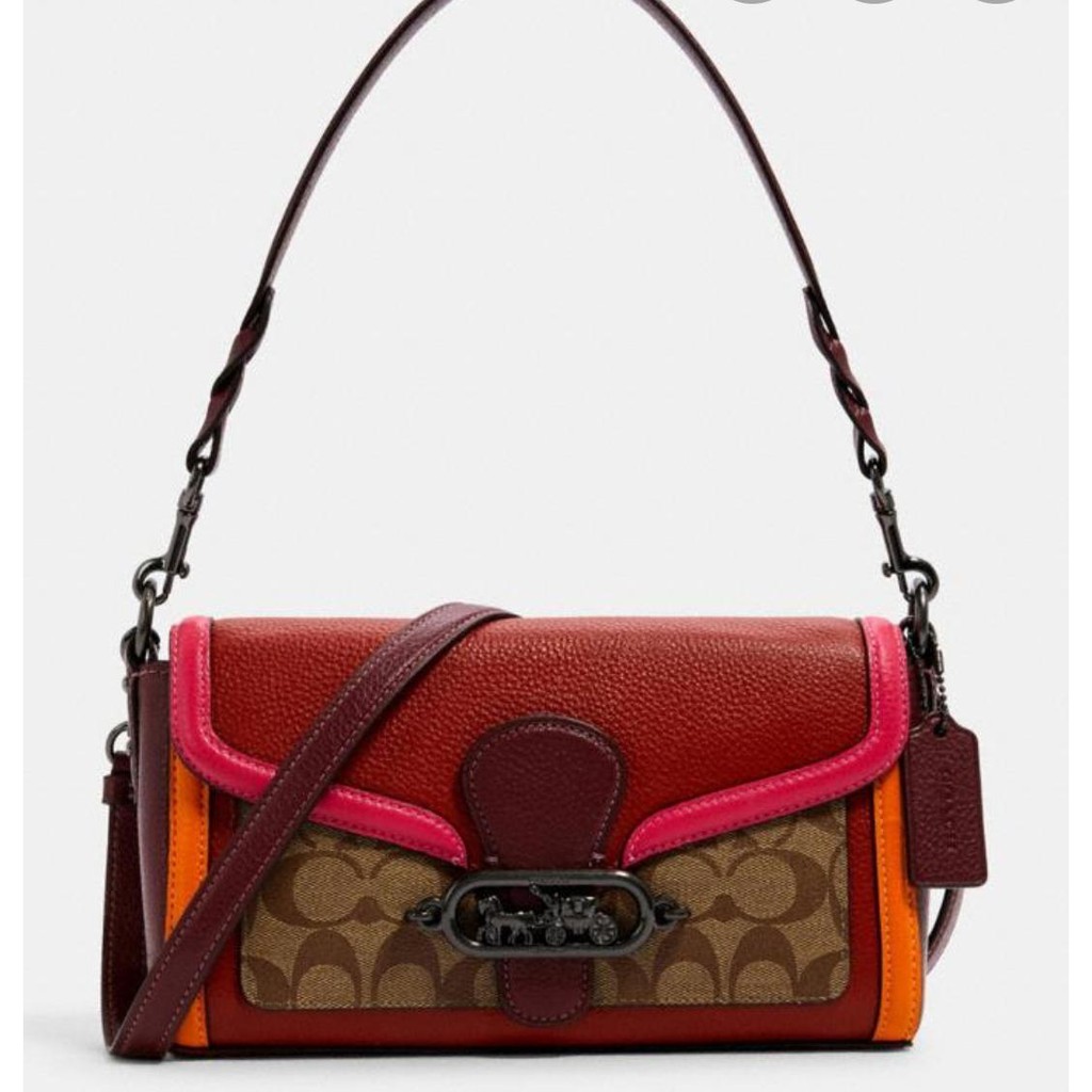 Jual Coach Jade Shoulder bag Red Colorblock Signature Canvas Shopee