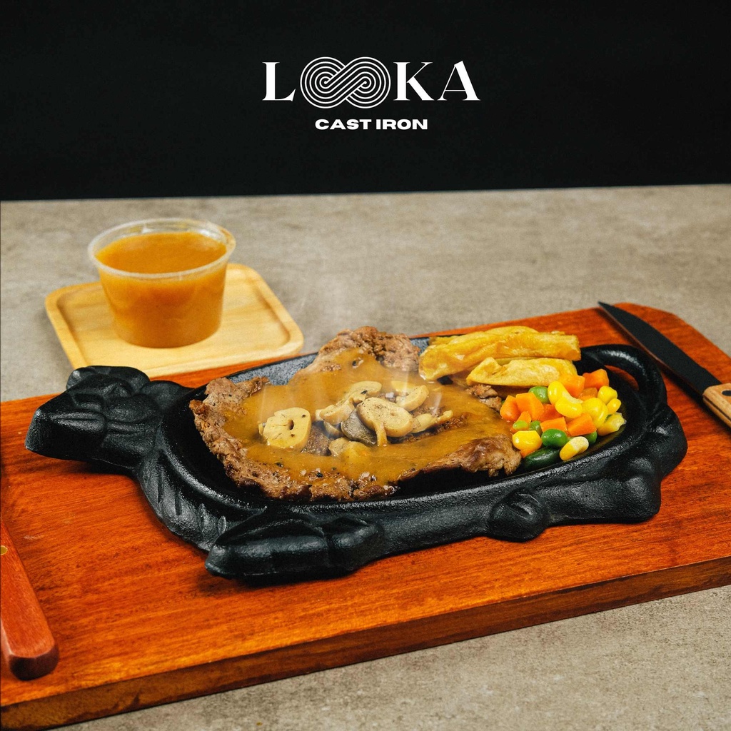 Jual Looka Cast Iron Hot Plate Steak / Piring Steak Model Sapi Shopee