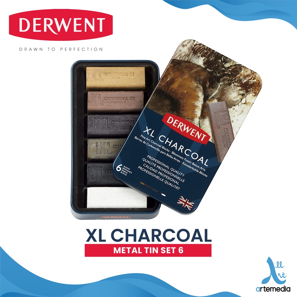 Jual Balok Arang Derwent XL Charcoal Block 6 Metal Tin Set Shopee