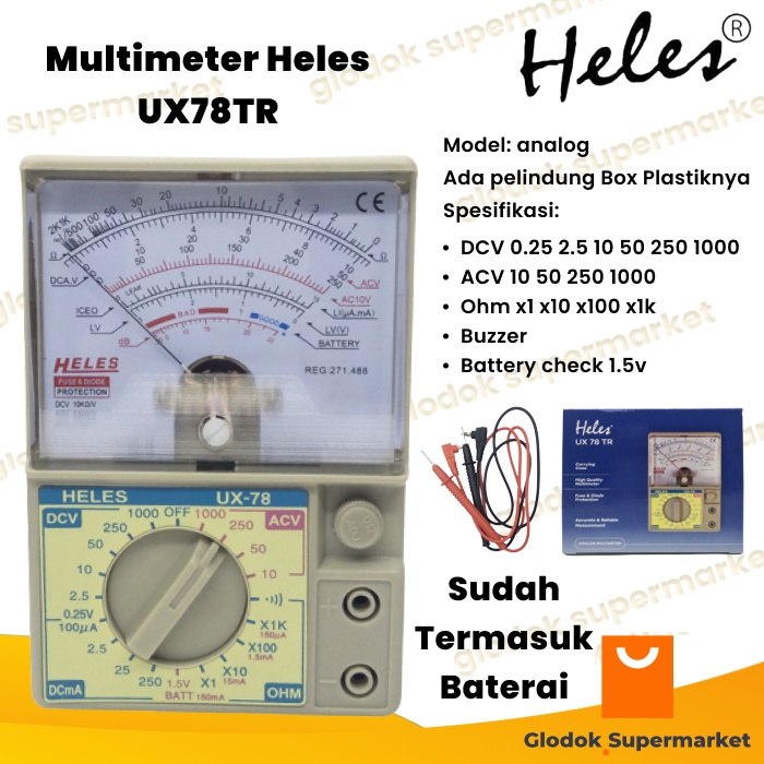 Jual Multitester Heles UX78TR Multimeter Analog UX 78 TR Tester UX78TR