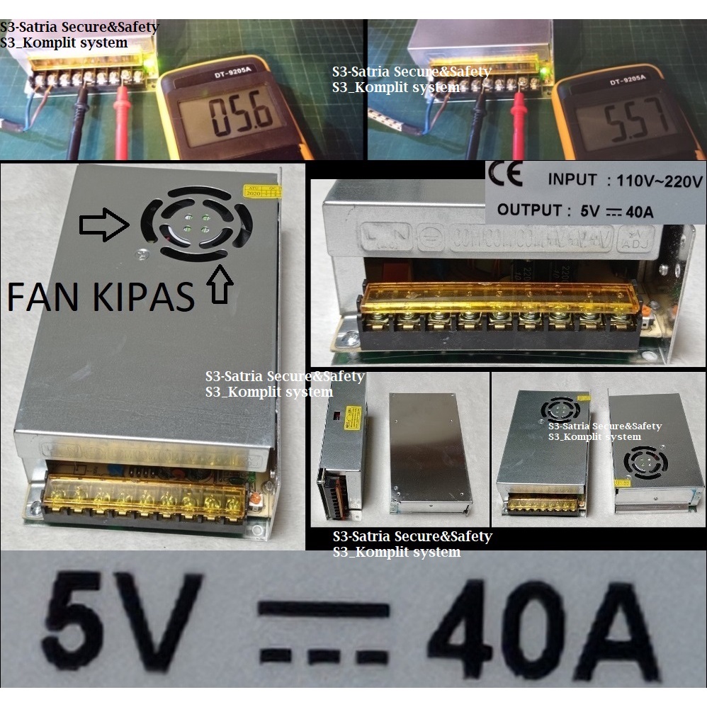 Jual Power supply 5V 40A swcthiing ( PSU 5V 40A / 5 volt 40 Ampere