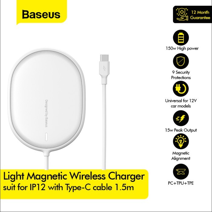 Jual BASEUS WIRELESS CHARGER LIGHT MAGSAFE 15W IPHONE PD