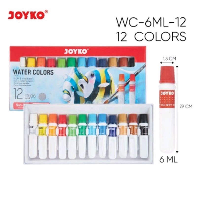 Jual CAT AIR JOYKO WATER COLORS ISI 12 WARNA 6 ML Shopee Indonesia