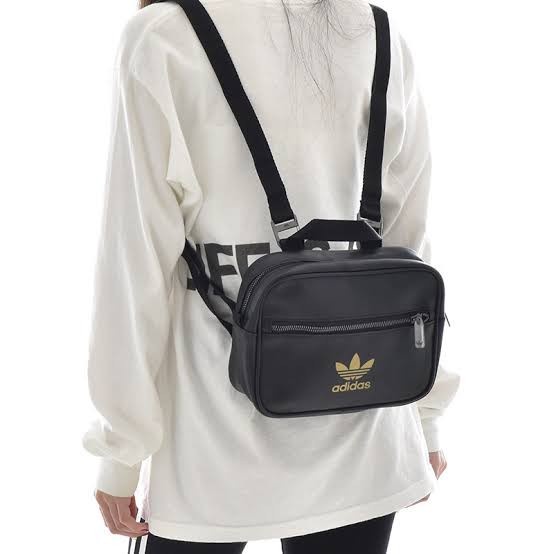 Jual ADIDAS ORIGINAL MINI AIRLINER BACKPACK WOMEN BLACK GOLD BNWT