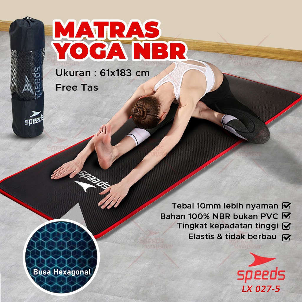 Jual SPEEDS Matras Yoga NBR Yoga Mat Anti Slip Tebal 10mm Sports dan
