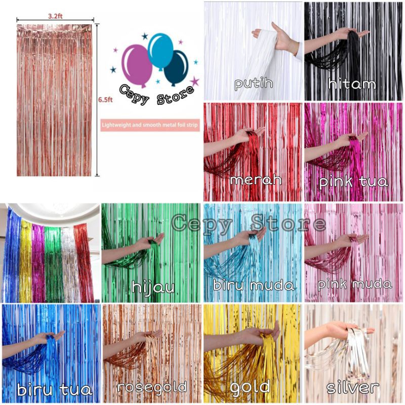 Jual Tirai Foil Rumbai / Curtain Selinger Foil / Backdrop Foil Shopee Indonesia